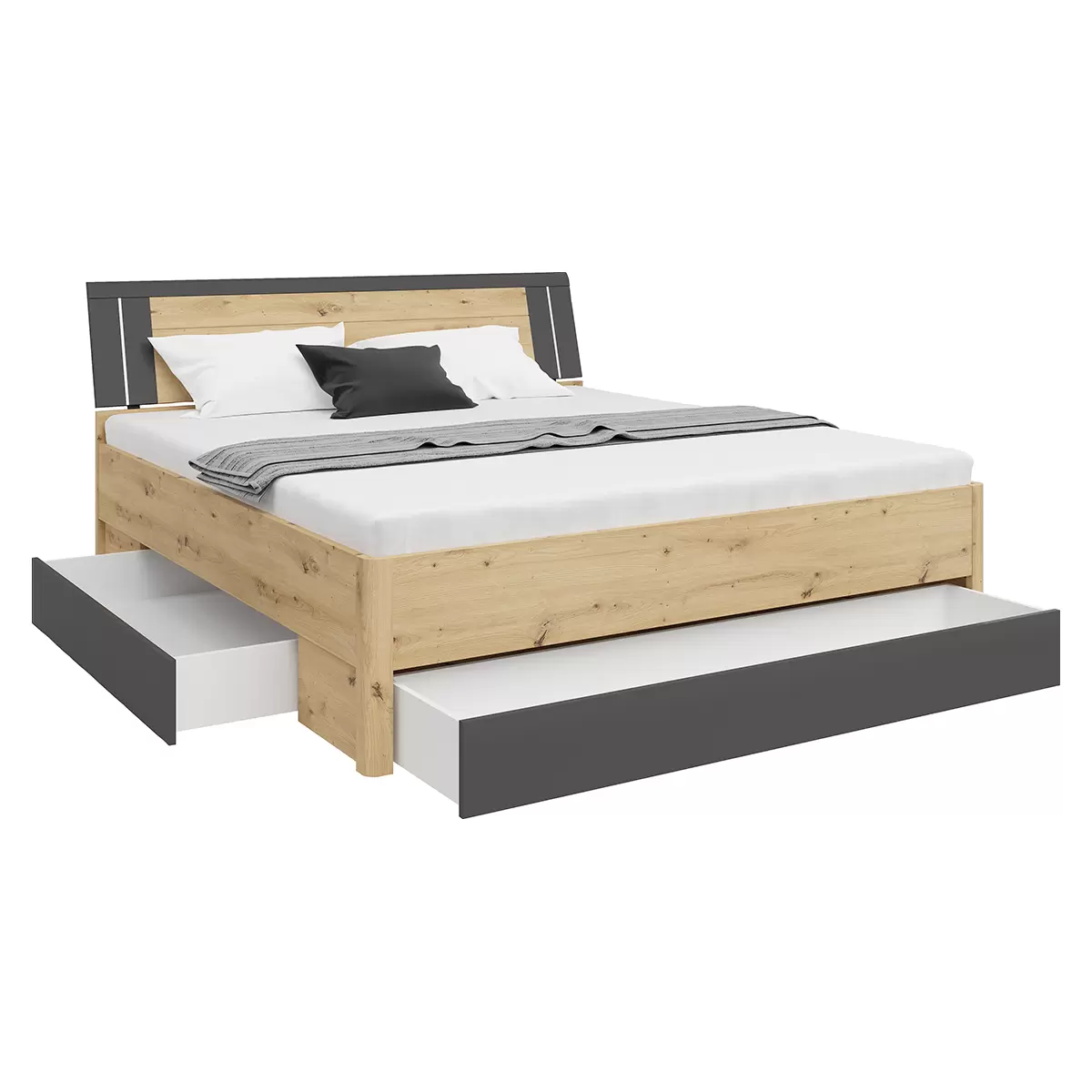 Bett Saturn 160 160 x 200 Artisan Eiche,graphit