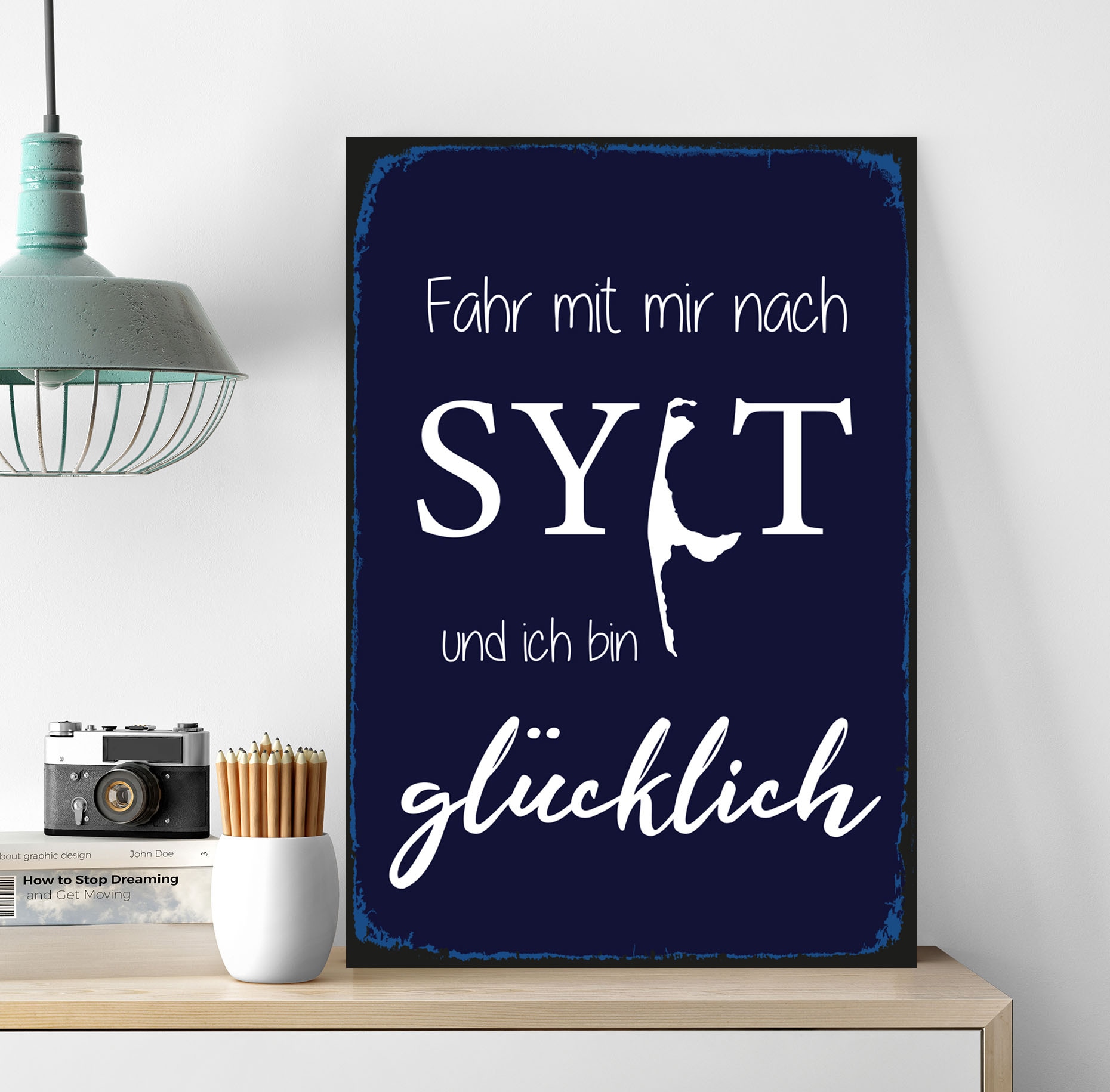 queence Metallbild »Fahr mit mir nach Sylt« Sprüche 1 Stk. tlg. Sylt, Wanddeko, Stahlschild, Blechschild