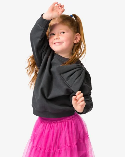 pull fille gros nœud  gris foncé