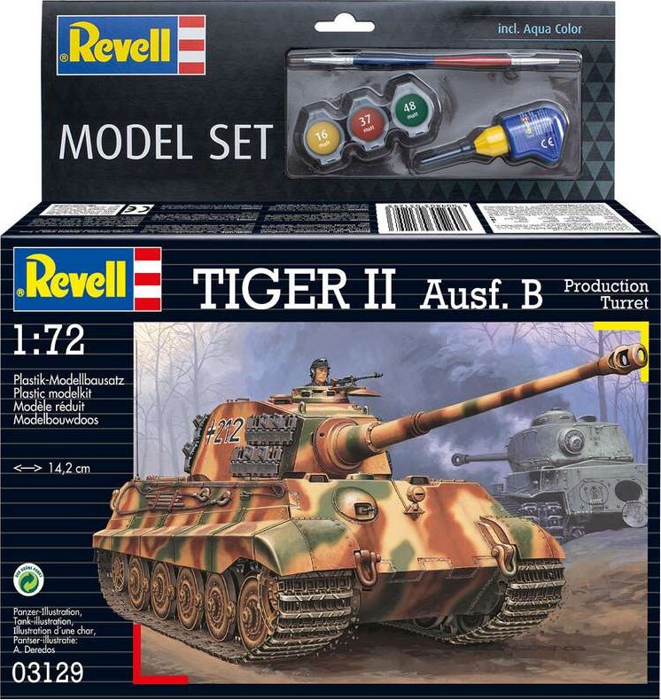 Revell - Tiger II Ausf. B Model Tank Byggesæt - 1:72 - 63129