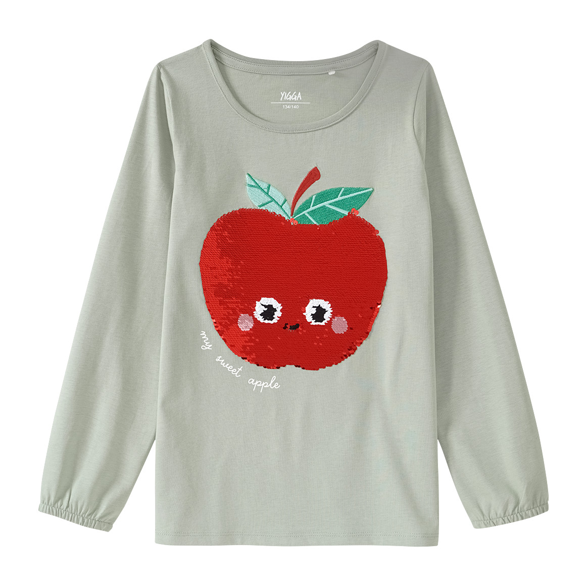 Yigga Mädchen Langarmshirt mit Wendepailletten helloliv