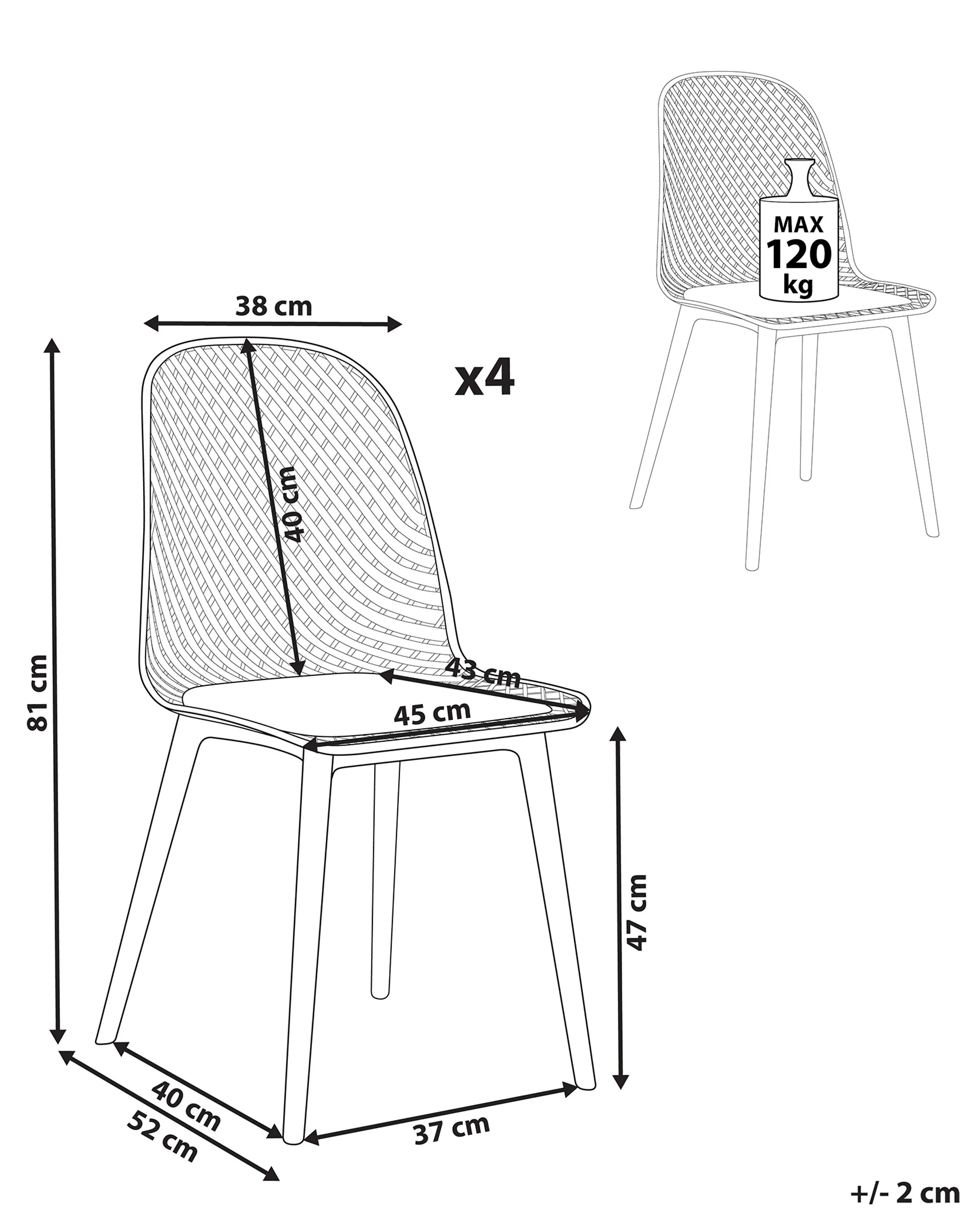 Set van 4 eetkamerstoelen EMORY Lichtblauw