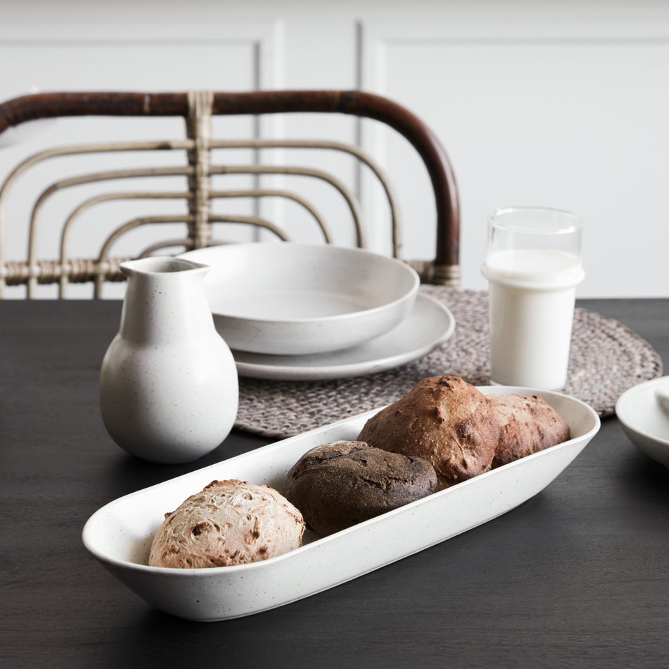 House Doctor - Serveringsfad, HDPion - Grå/Hvid - small - l: 35 cm, w: 11.5 cm, h: 4.5 cm