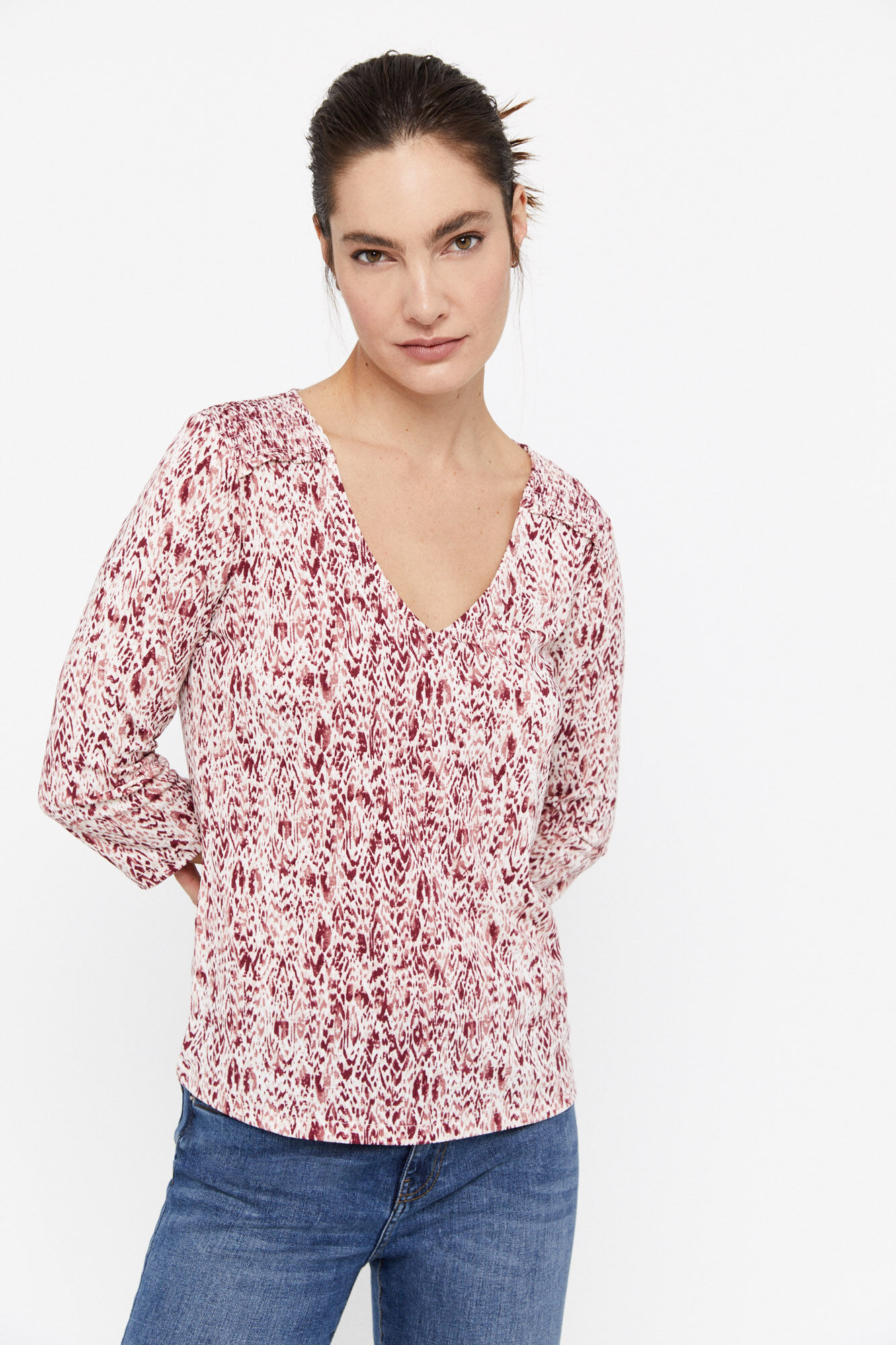 Blusa de malha estampada - Rosa