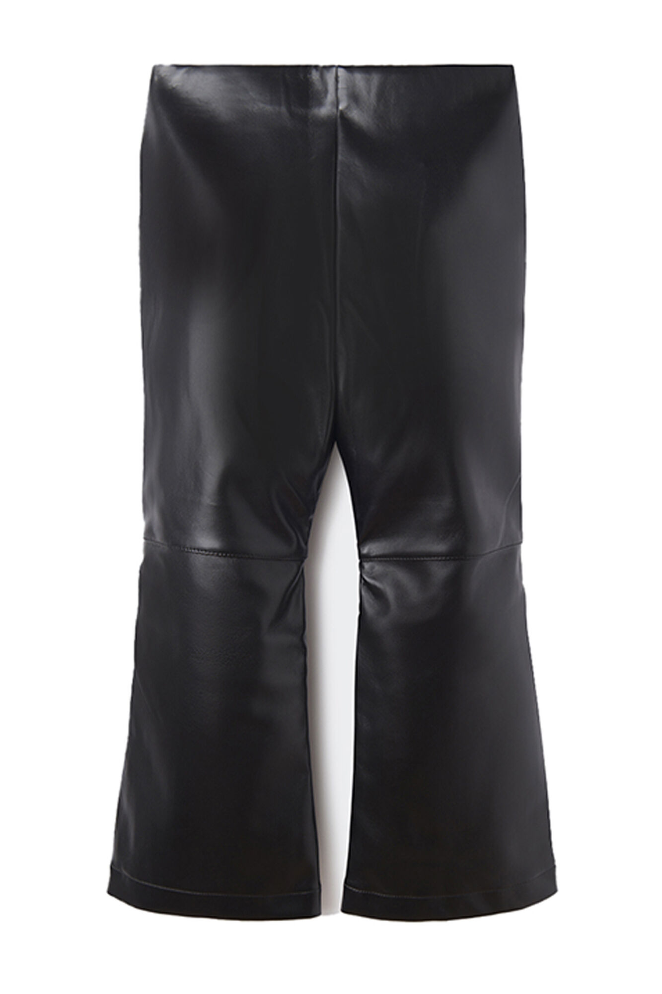 Calça boca de sino de couro sintético para meninas