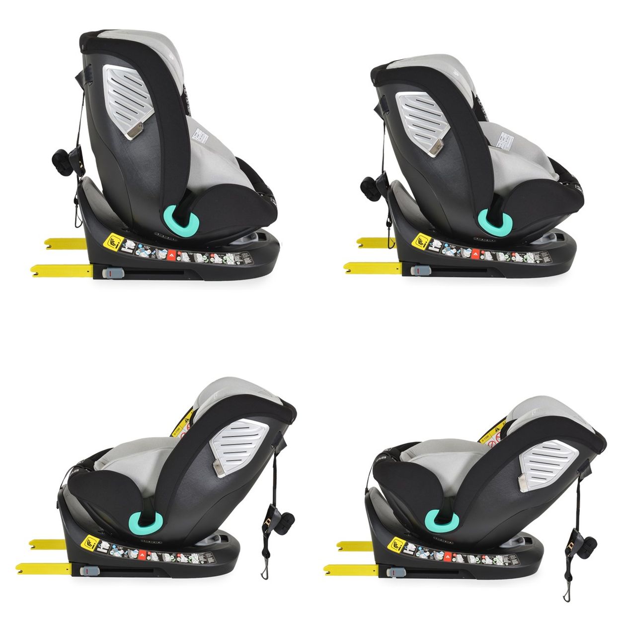 Moni Kindersitz Serengeti i-Size (40-150cm) Isofix, Kuscheltier, Nackenkissen grau