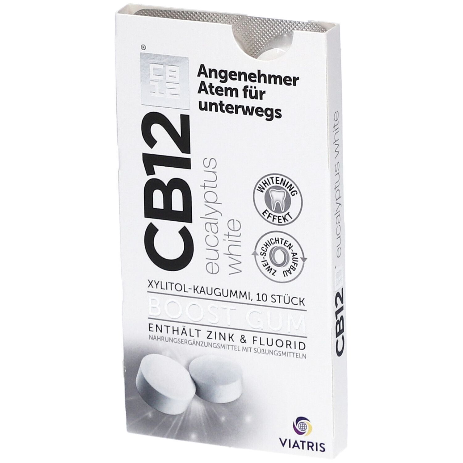CB12 Boost Eucalyptus White Kaugummi: Zuckerfreie Mundpflege-Kaugummis gegen Mundgeruch mit Whitening-Effekt