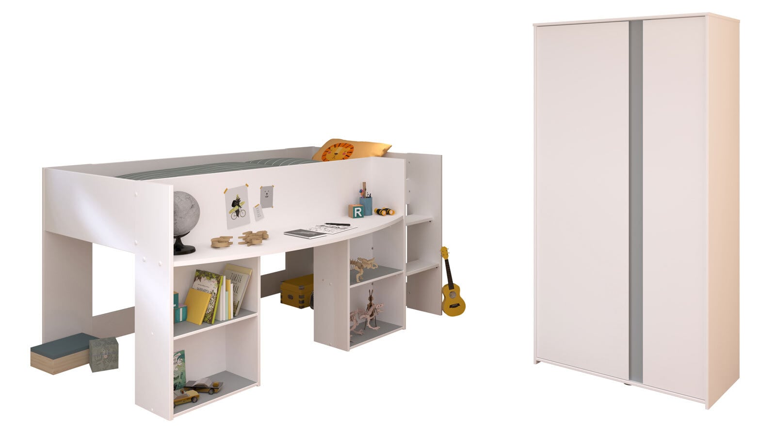 Parisot Kinderzimmer Pirouette 14 weiß / grau / rosa