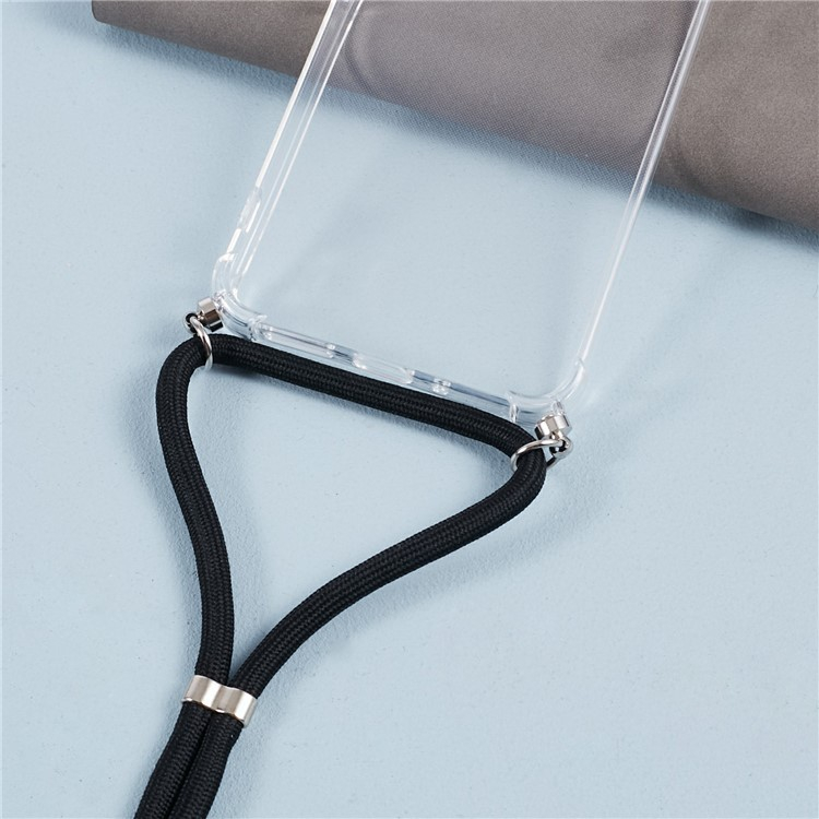 Xiaomi Redmi 13C / Poco C65 Necklace Gummi Hülle Air Cushion Fallschutz   Handykette (140cm) - Schwarz / Silber