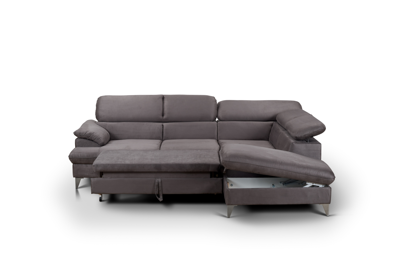 Ecksofa - dunkelgrau - Liegefunktion - Ottomane rechts
