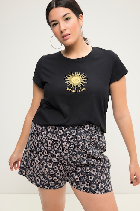 T-Shirt, Classic Shape, Sun-Print, Rundhals, Halbarm