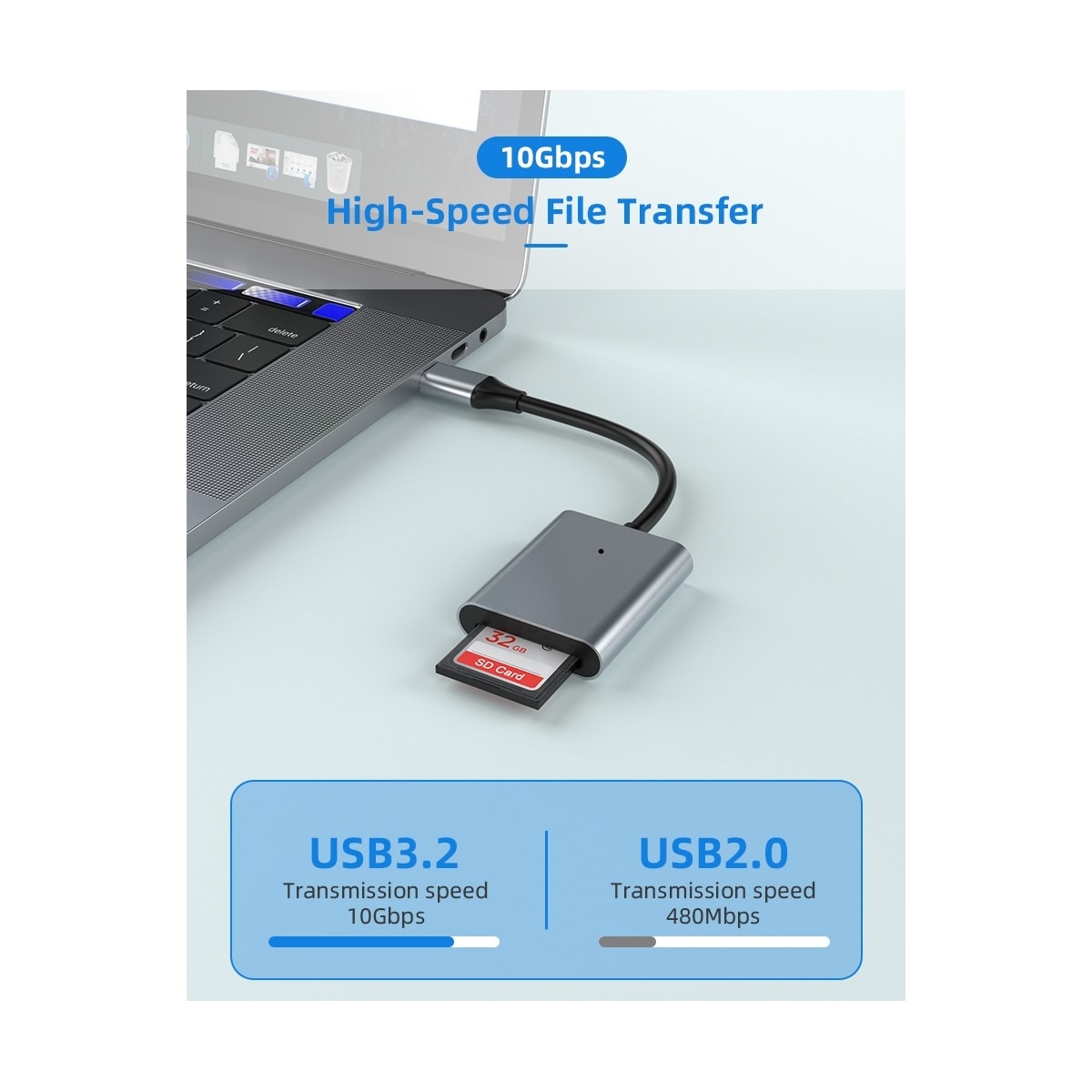 NÖRDIC USB-C 3.2 10 Gbps kortleser SD Express 7.1 UHS-I NVME PCI-e 3.1