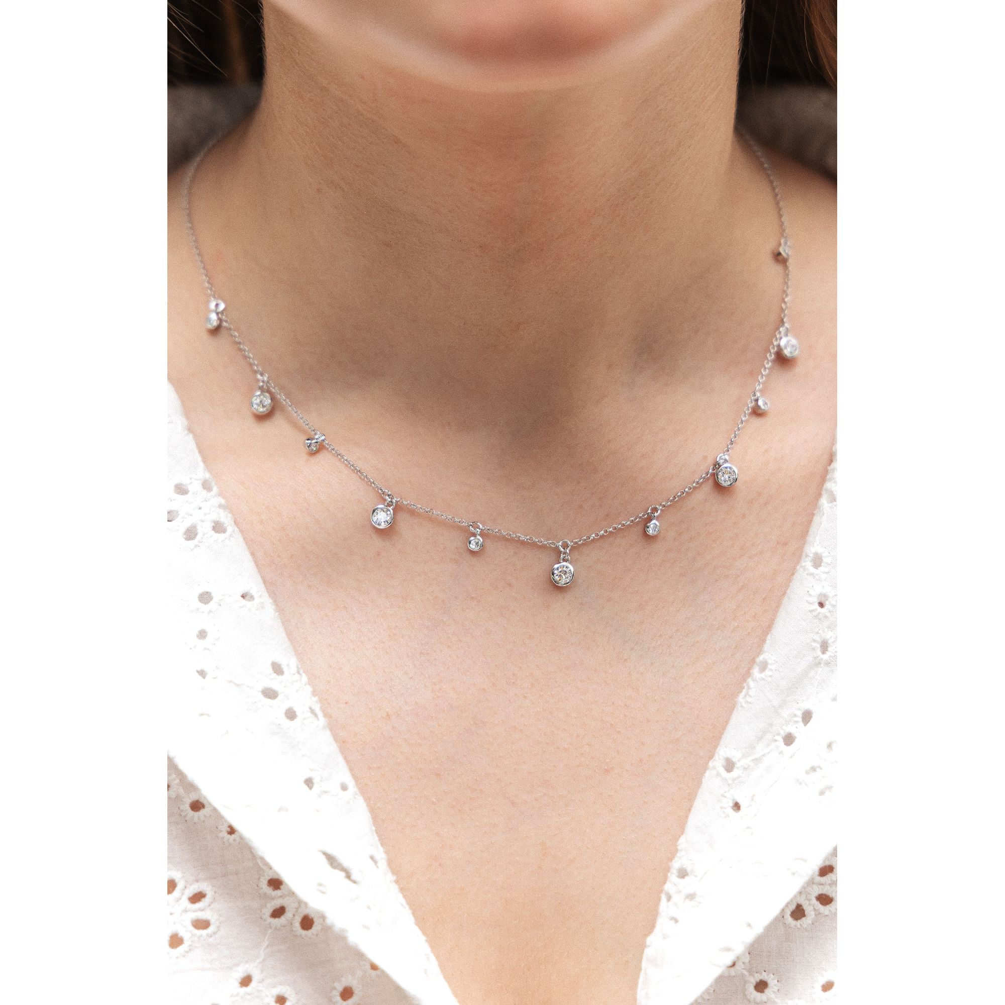 Zeeme Silber Halskette Silber 925 rhodiniert mit Zirkonia weiß