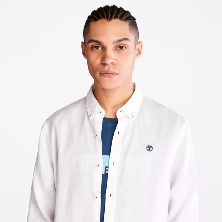 Chemise en lin Mill Brook pour homme en blanc
