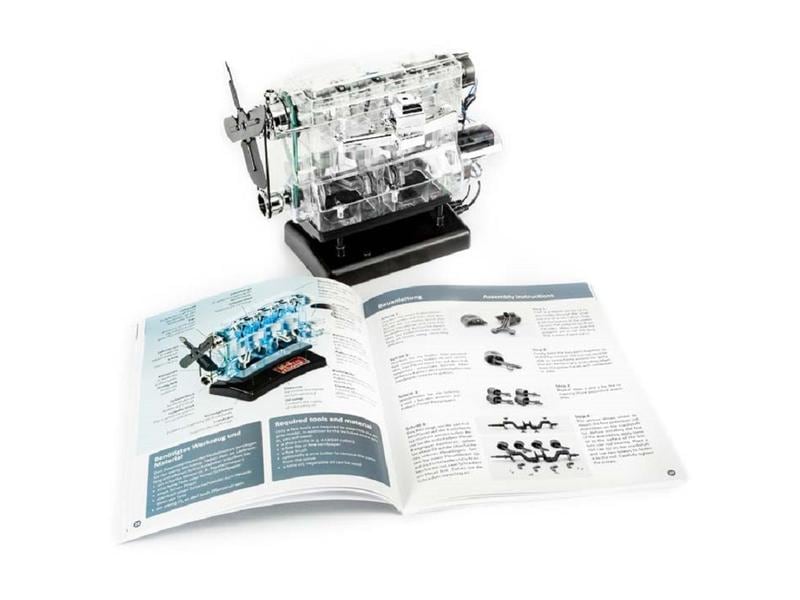 Franzis Bausatz 4-Zylinder-Motor 1:3, Deutsch/Englisch Bausatz eines 4-Zylinder Benzinmotors mit transparentem Motorenblock