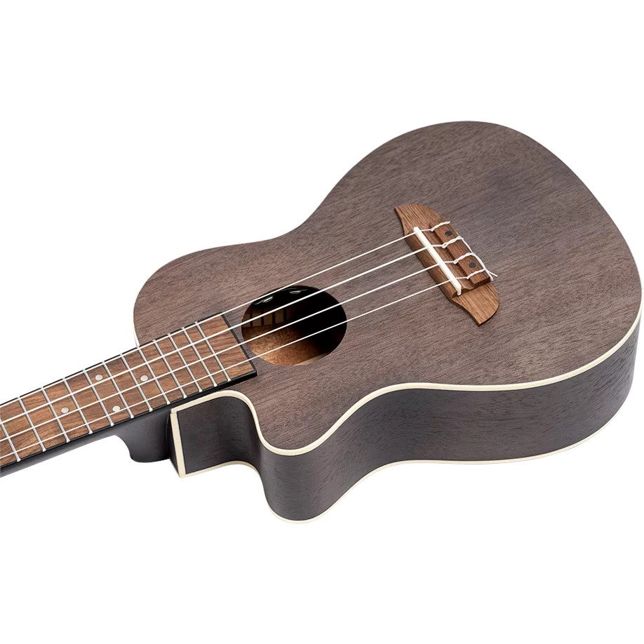 Ortega RUCOAL-CE-L Earth Series Concert Size Ukulele Coal Black linkshandige elektrisch-akoestische concert ukelele