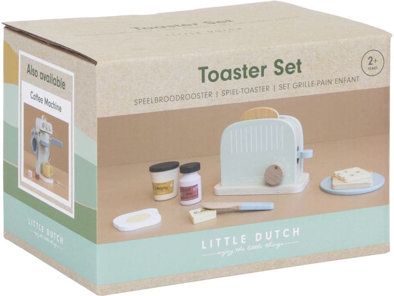 Little Dutch Spiel-Haushaltsgerät Toaster Set Spielzeug-Toaster aus Holz mit Zubehör – für die Kinderküche