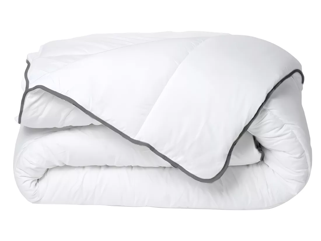 Couette Câline toucher soie 220 x 240 cm - 250 g/m² - Blanc biais gris- BIESYA