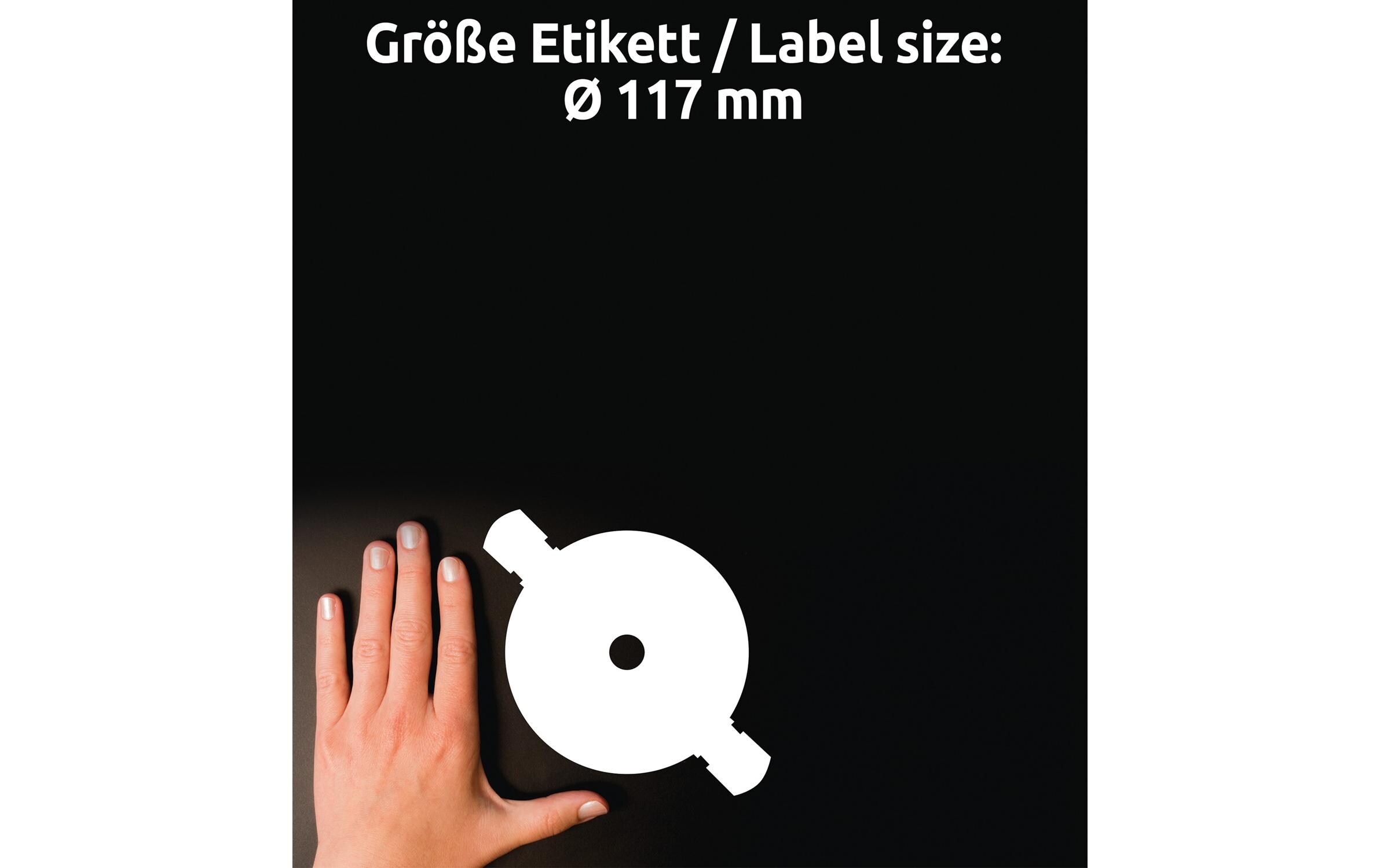 CD-Etiketten C9660-25 Ø 117 mmBedruckbare, permanent haftende CD-Etiketten