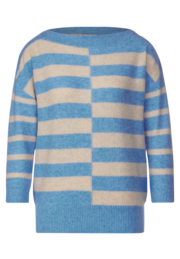 Pullover mit Streifenprint - light spring blue melange