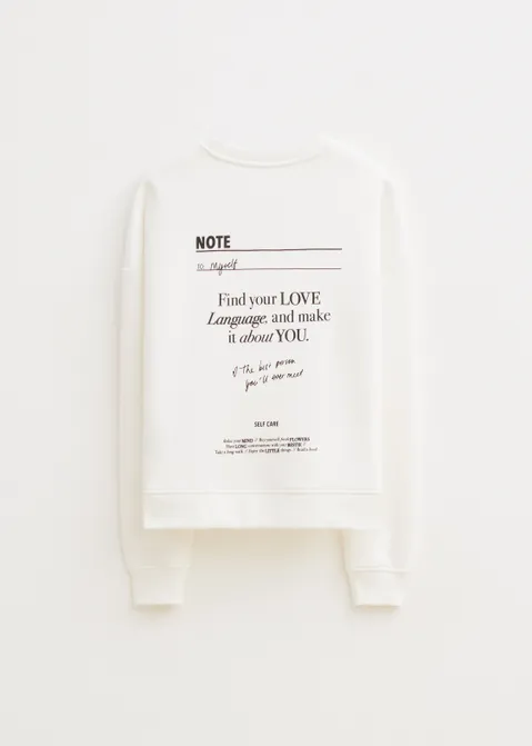 Sweater met print text back off-white (WIT.O)