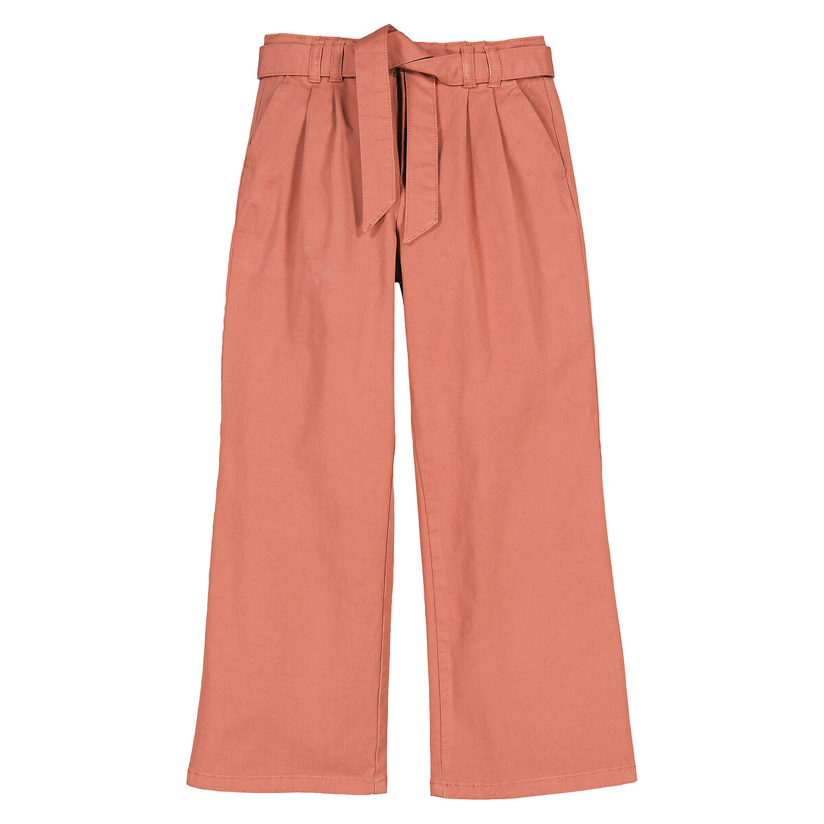 COLEÇÃO LA REDOUTE<br>Calças chino largas com cinto de amarrar