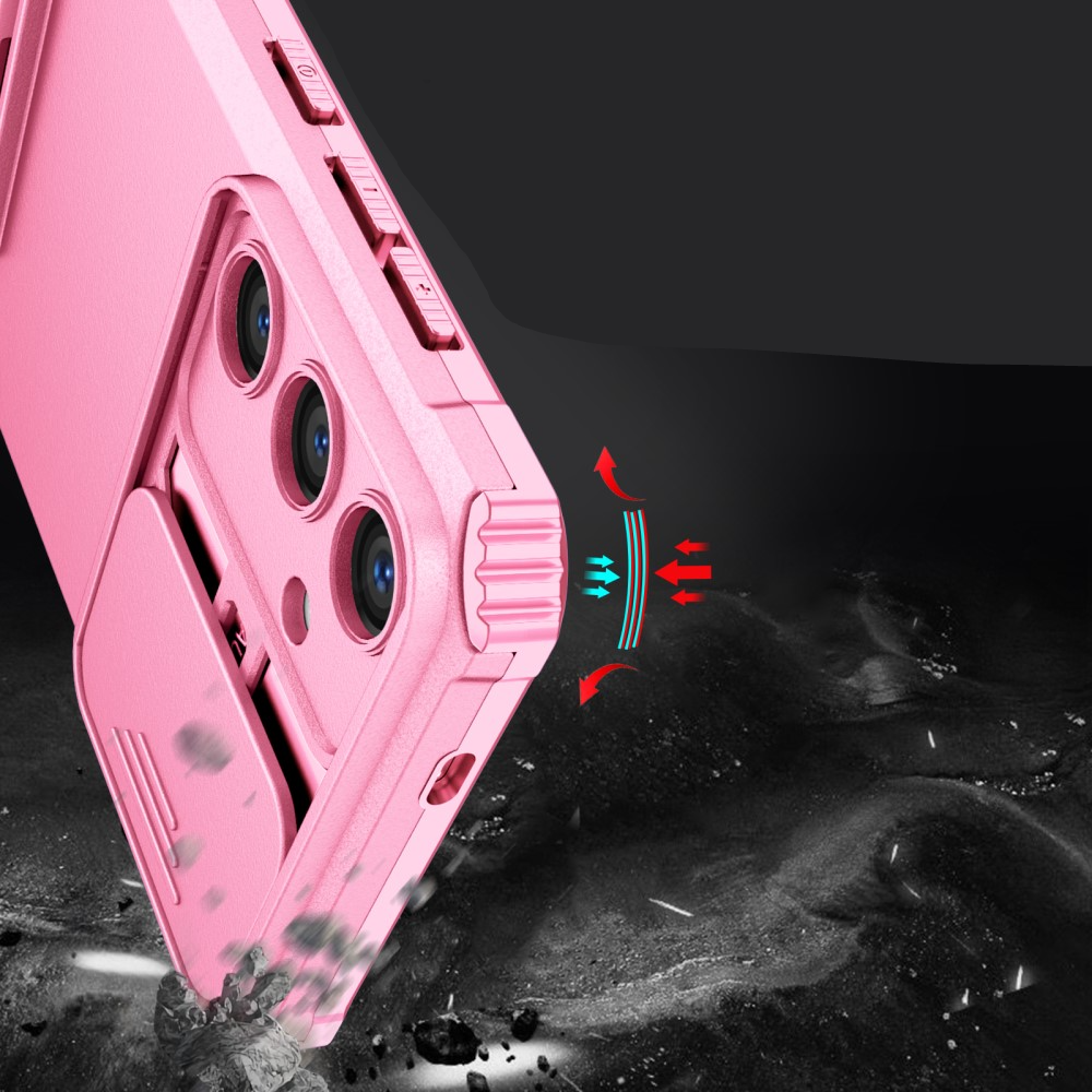 Samsung Galaxy S24  Plus Hybrid Outdoor Hardcase Hülle mit Cam-Slider   Kickstand - Rosa (Matt)