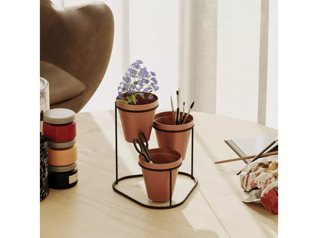 Porte pot Avilan L19xH20cm Métal Noir et Cuivre