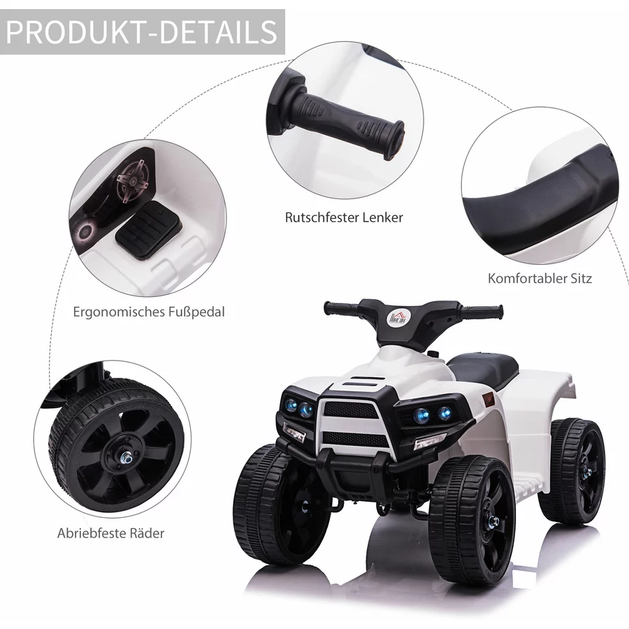HOMCOM Elektroquad für Kinder mit Vorwärts - und Rückwärtssteuerung schwarz, weiß