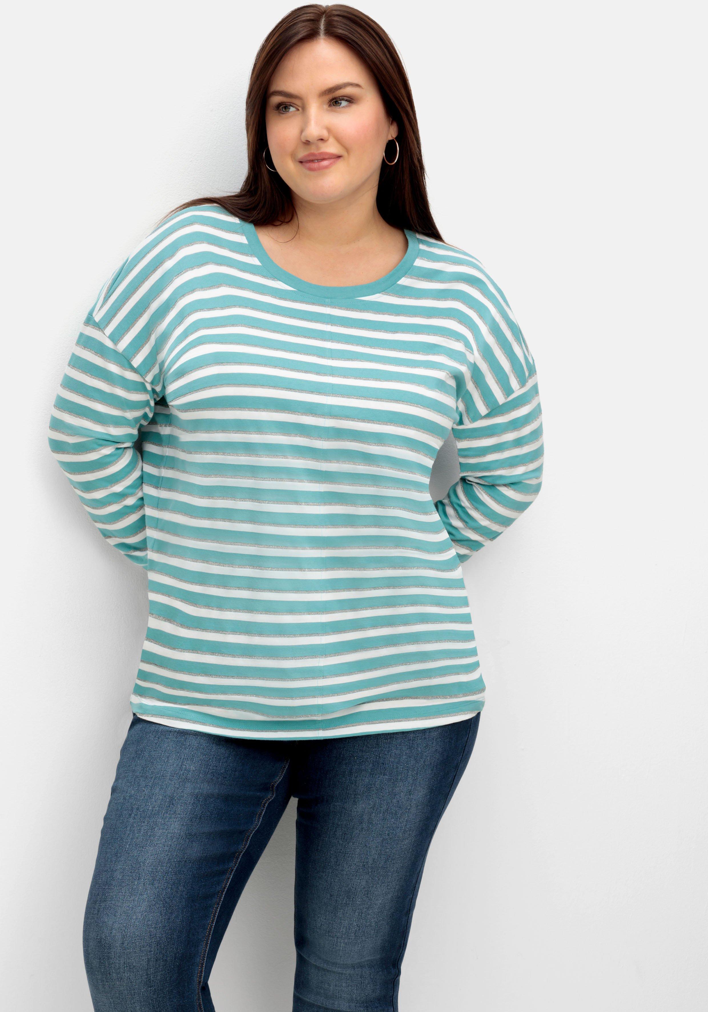 Langarmshirt mit Streifen und Effektgarn