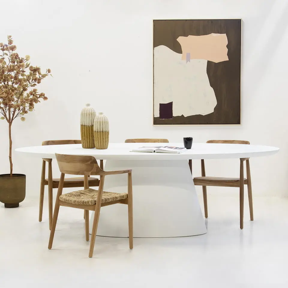 Eettafel Ovaal 160cm - Wit Eco Composiet - Acryl Coating - Cleo