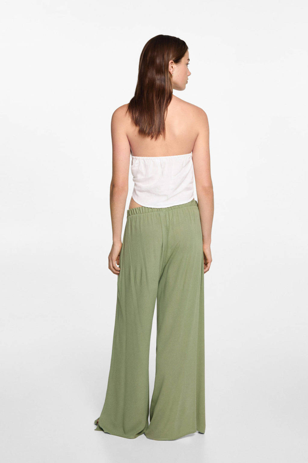 MANGO TEEN wide leg broek beige - kaki