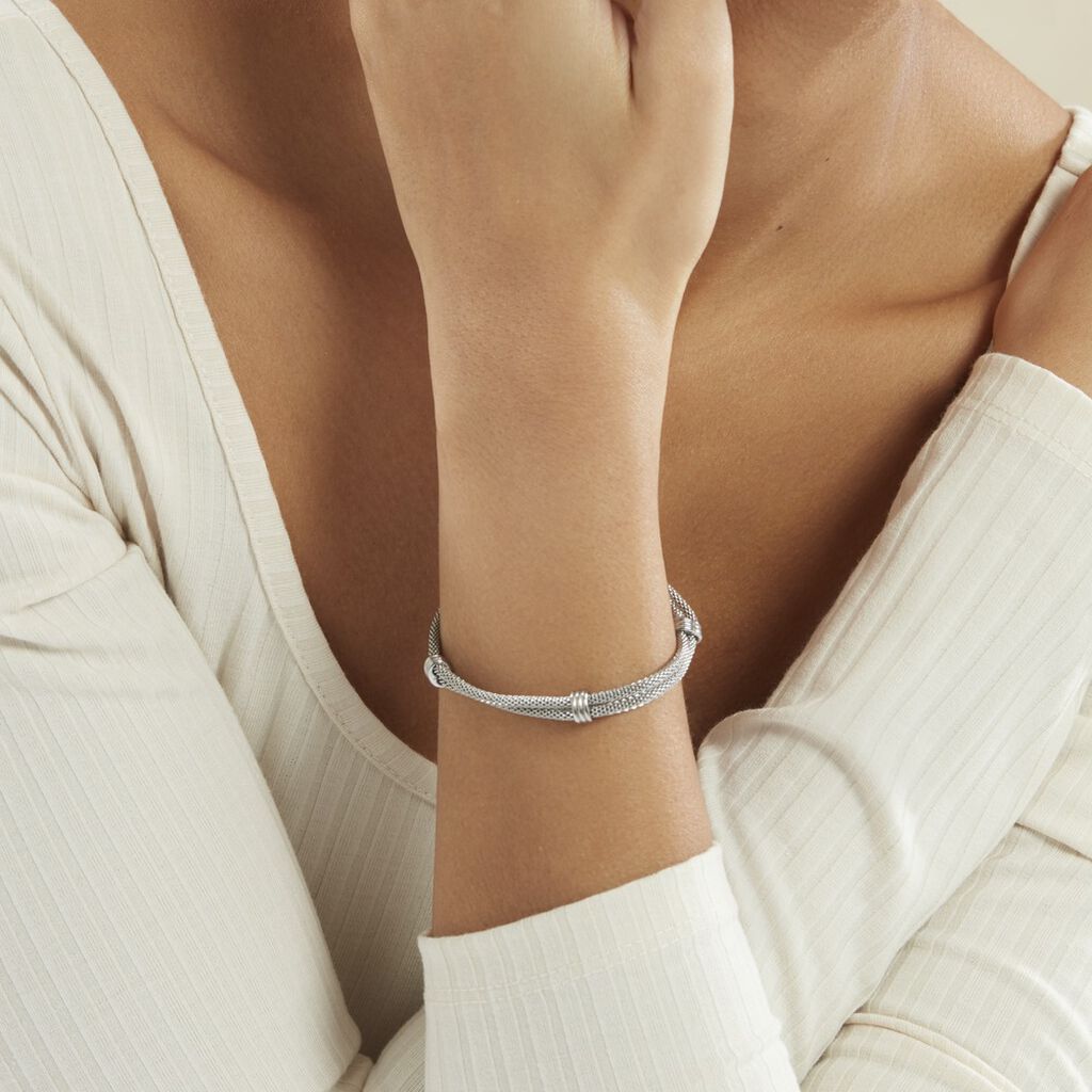 Bracelet Aleyna Maille Popcorn Acier Blanc