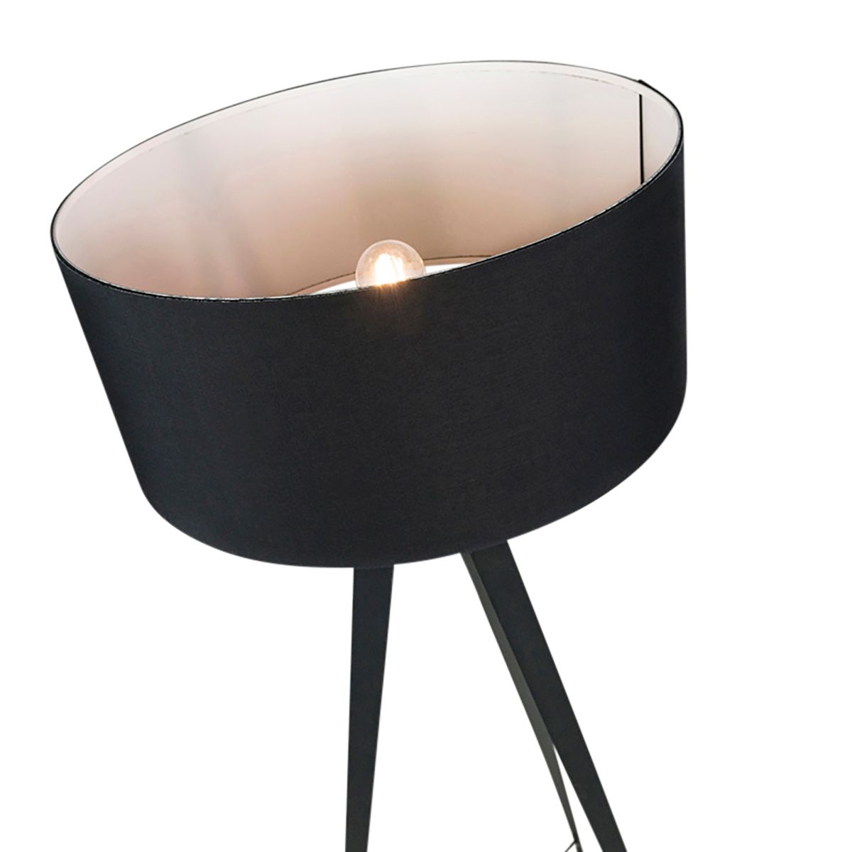 Moderne vloerlamp zwart met zwarte kap - Ilse