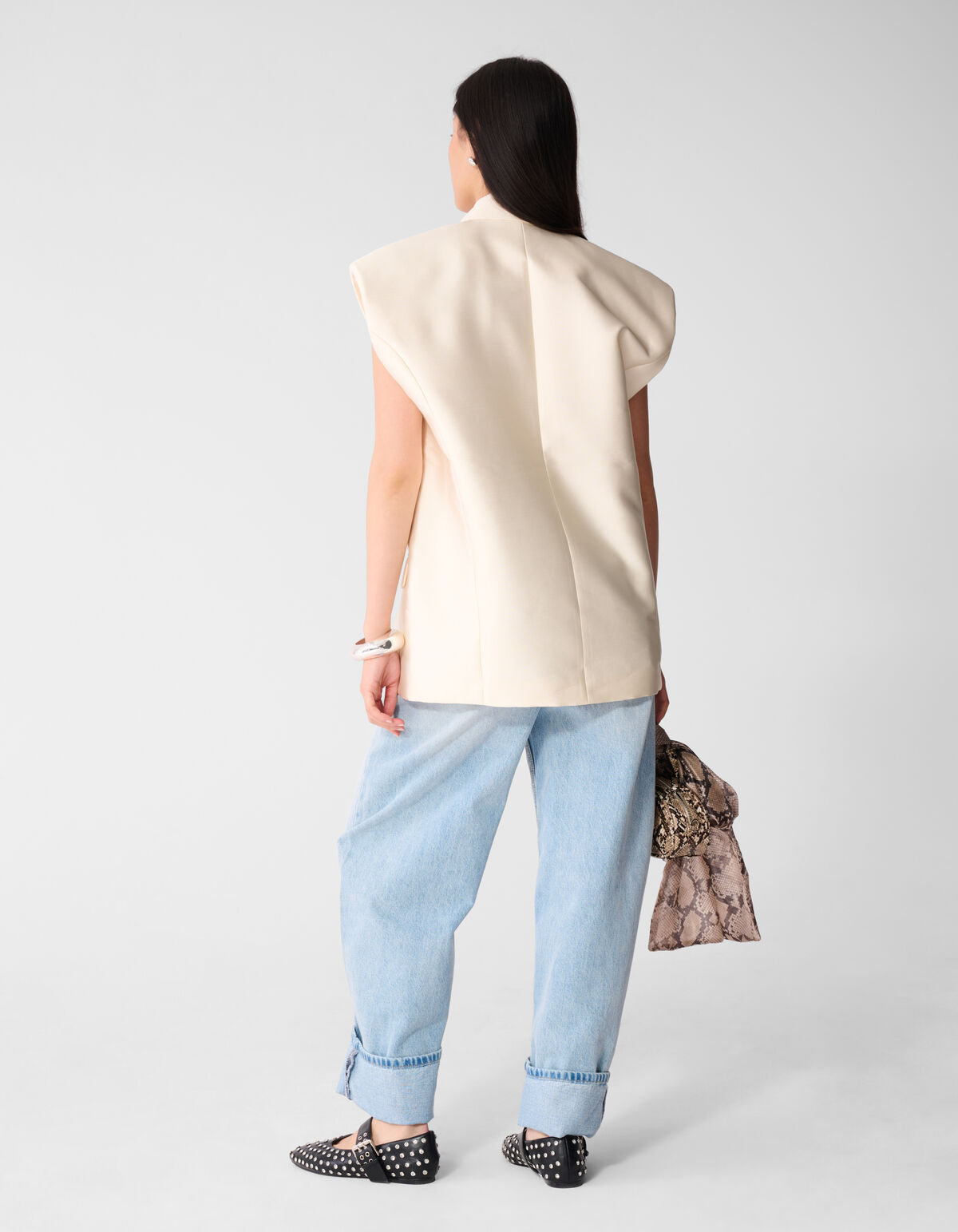 Oversized Sleeveless Blazer Gebroken Wit