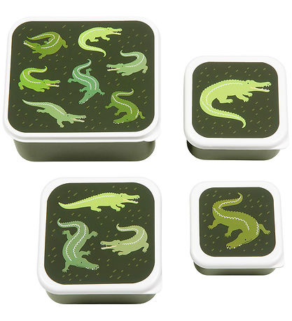 A Little Lovely Company Brotdosen-Set - 4 st. - Krokodile