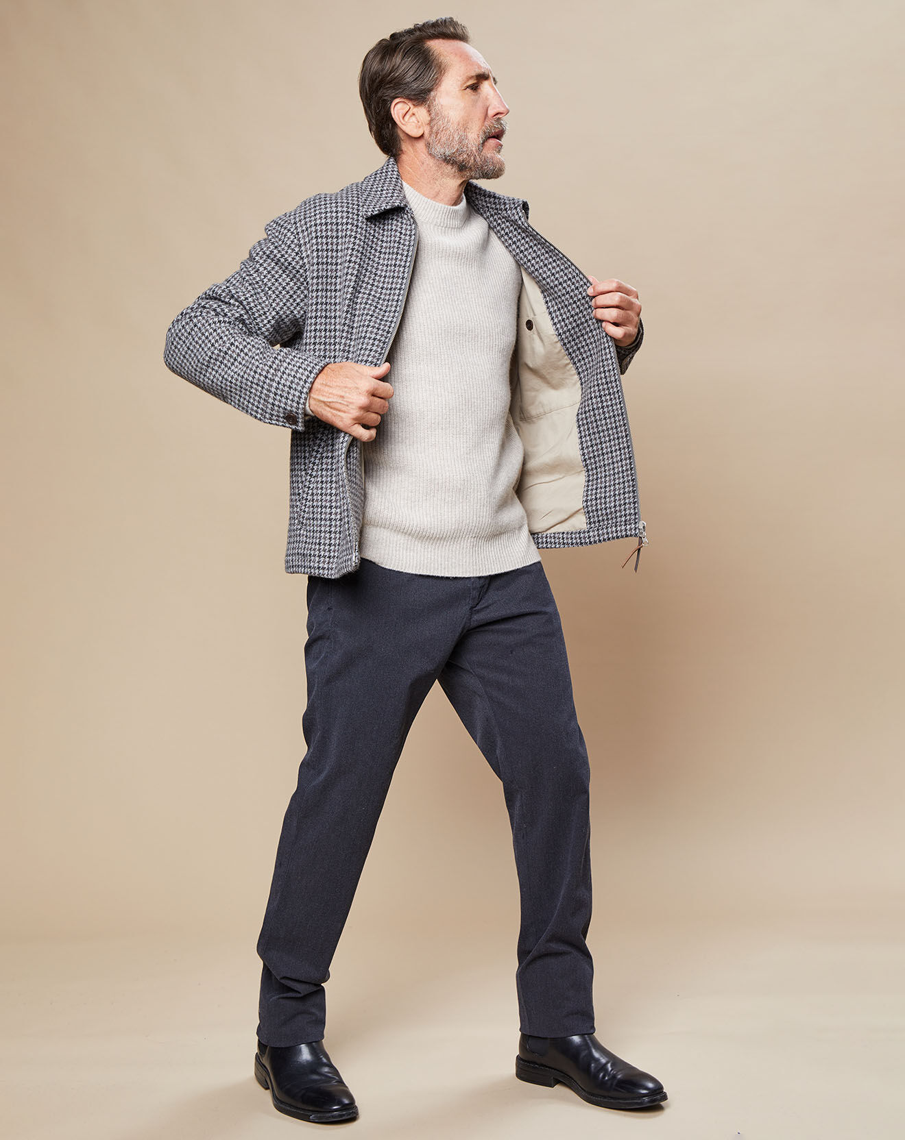 Hartford Blouson en Laine mélangée Desmond pied-de-poule flanelle/charcoal/noix