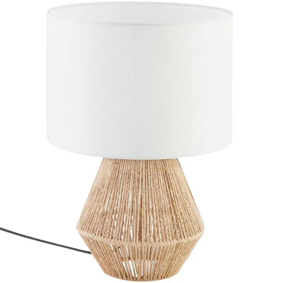tectake Tafellamp Lignea Lux van jute in boho-stijl, 60W, Natuur
