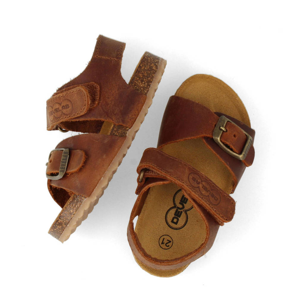 Develab leren sandalen cognac