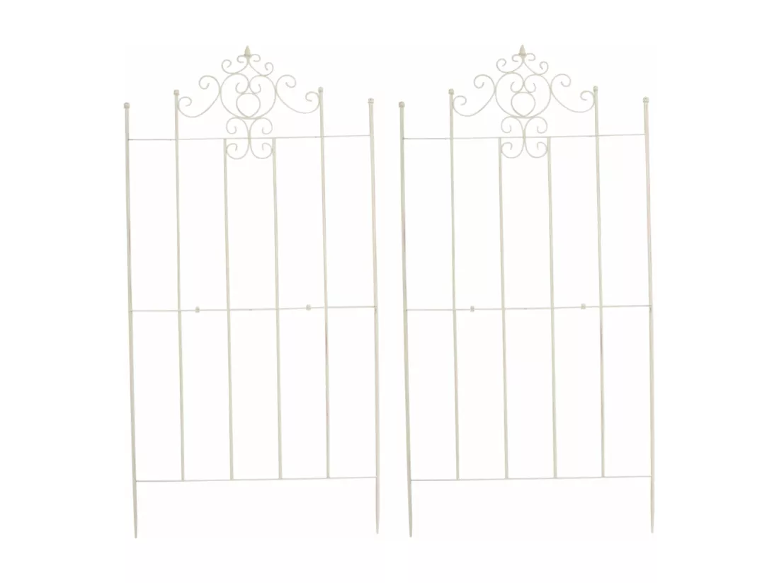 Lot de 2 treillis métal crème 85.5 x 2 x 170 cm 10_0003845