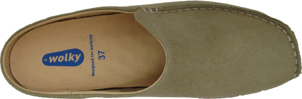 Wolky Pantoffel Seamy Slide Nubukleder light green