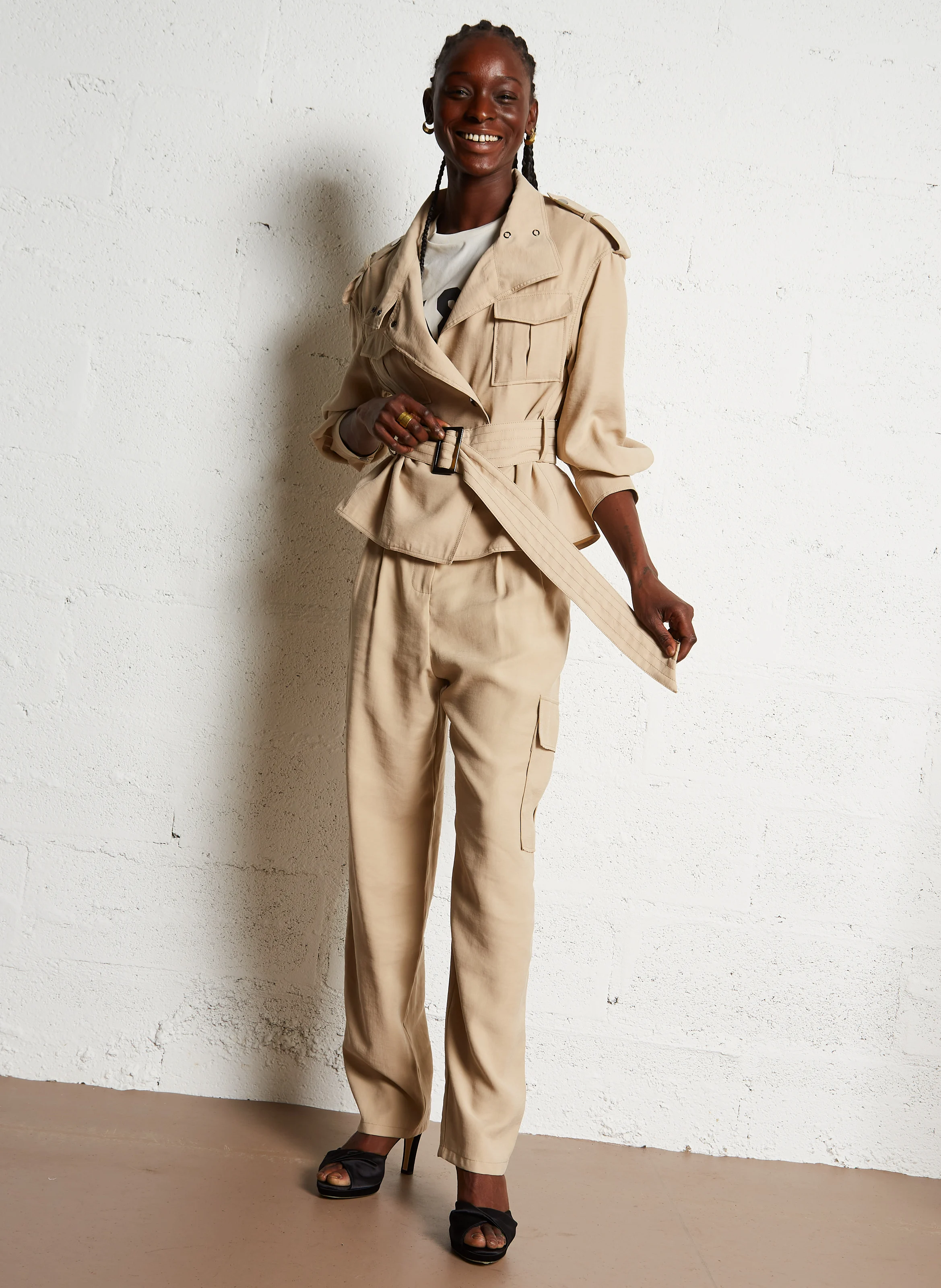 LISON - Veste légère droite à col montant | Beige