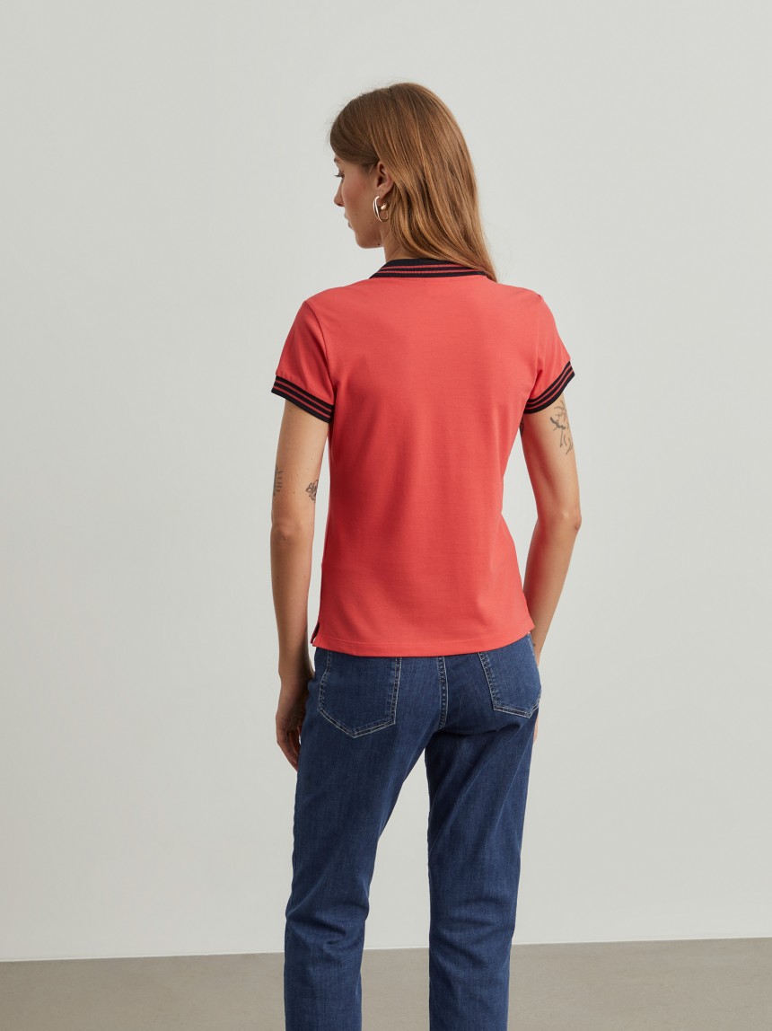 Polo piqué bicolor em algodão