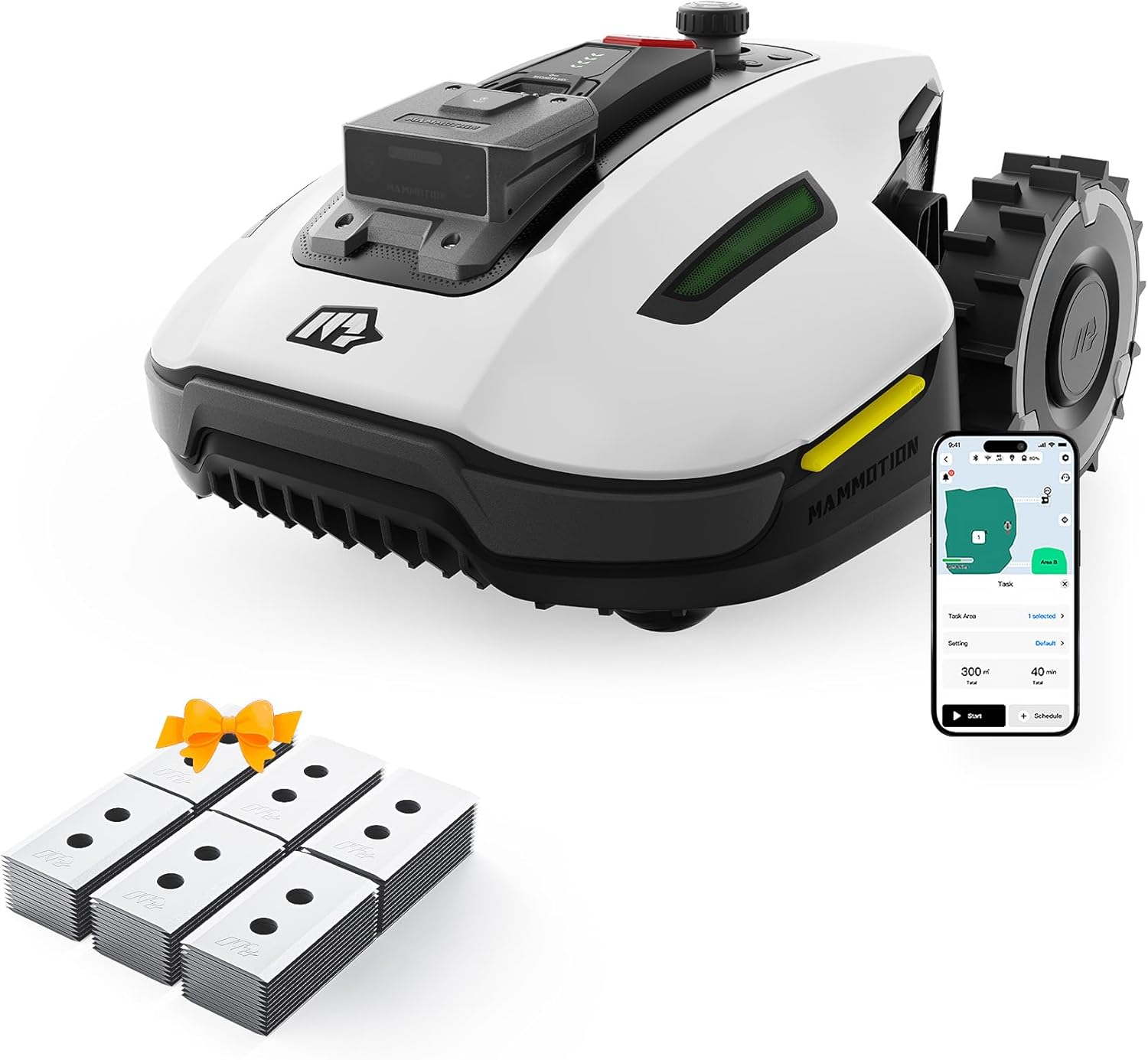 MAMMOTION YUKA Mini 500 Robot Tondeuse sans Fil Périphérique, NetRTK+Vision, Aucune Antenne RTK Requise, Recommandé 500 m², Pente à 50%, Cartographie Automatique, avec Module 4G