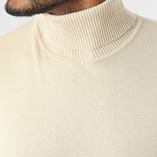 Pull Col Roulé Beige