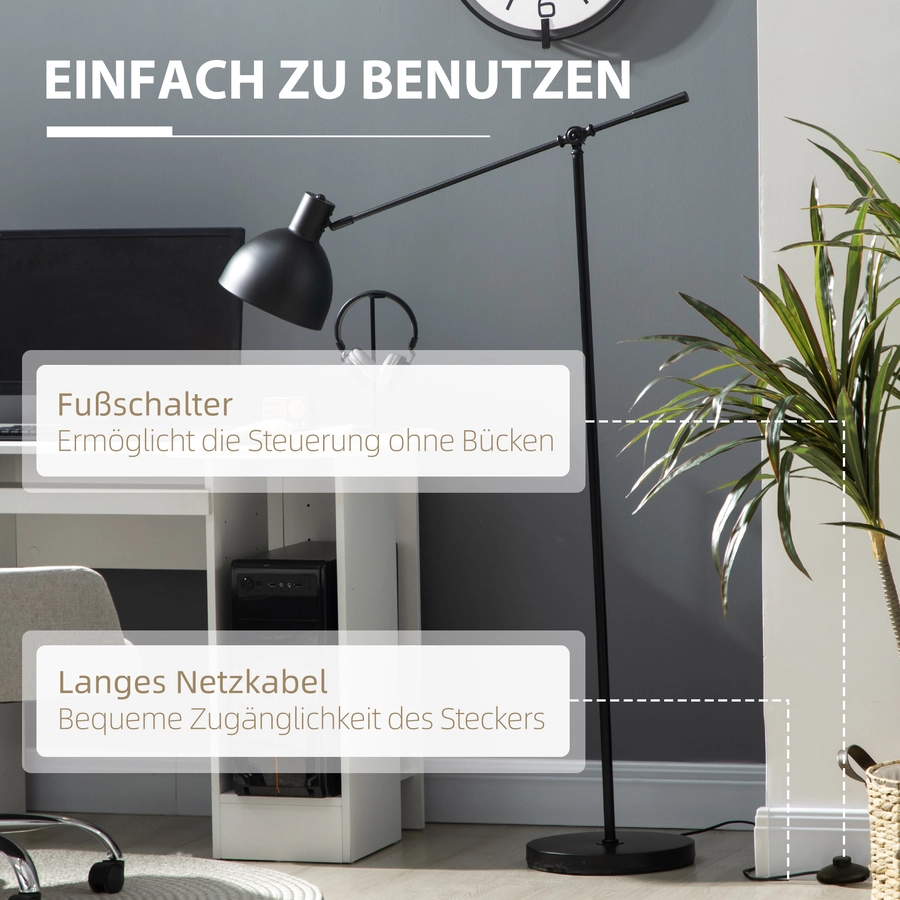 HOMCOM Stehlampe mit E27 Sockel schwarz