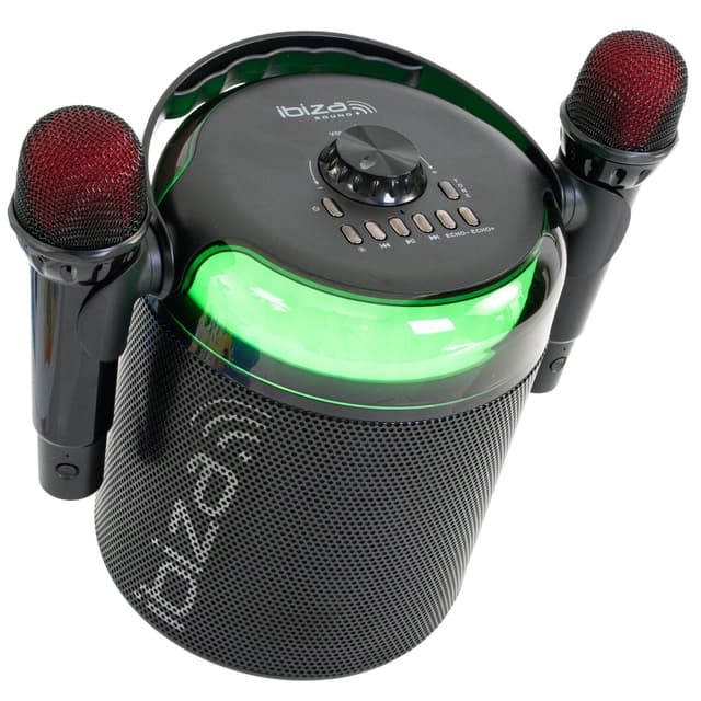 Ibiza Karaoke Anlæg m. Bluetooth og 2 Mikrofoner (Sort)