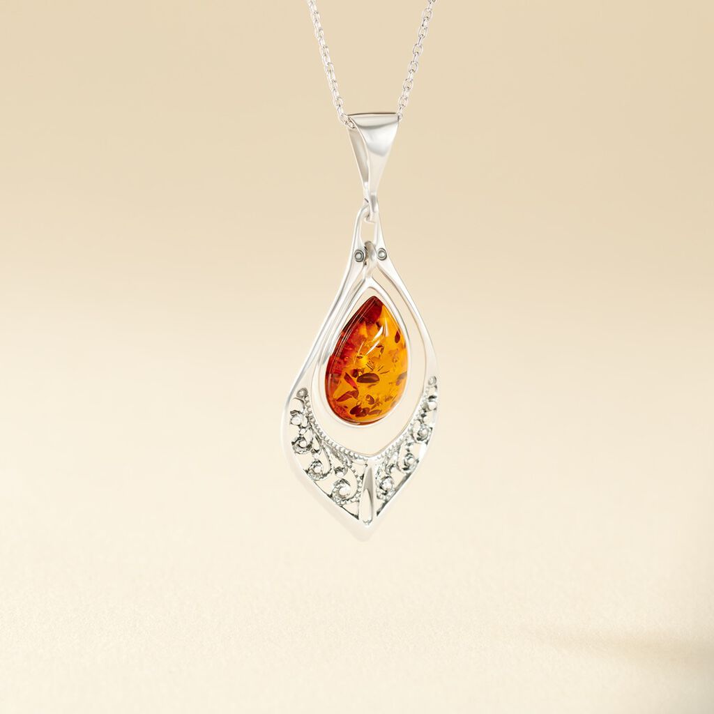 Collier Argent Blanc Doralyn Ambre