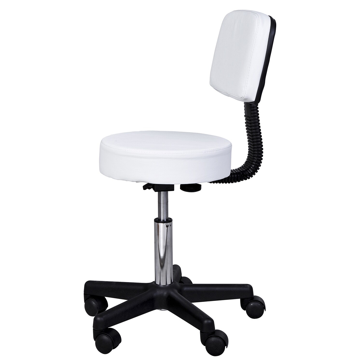 HOMCOM Rollhocker mit Lehne weiß 35 x (77-89) cm (ØxH)