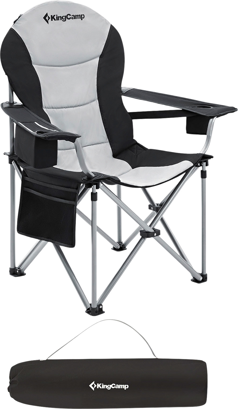 KingCamp Deluxe Hard Armrest Chair komfortabler Faltstuhl mit Getränkehaltern